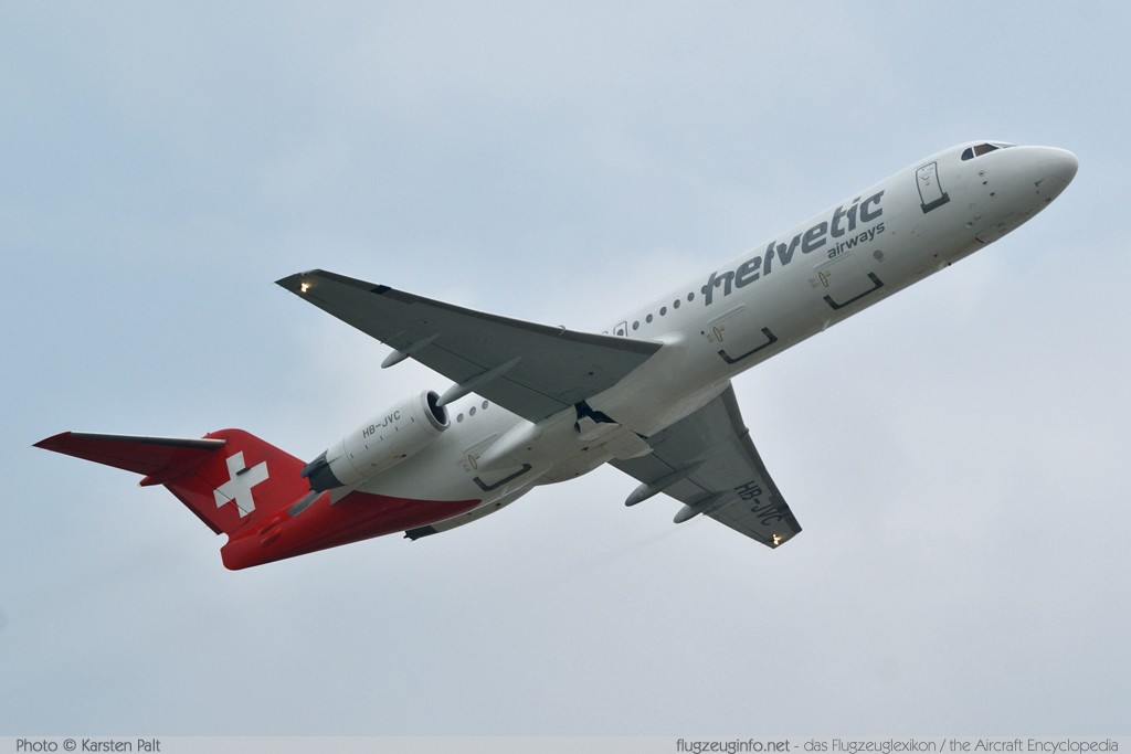 Fokker Fokker 100 Helvetic Airways HB-JVC 11501 Zürich (LSZH / ZRH) 2009-04-04 � Karsten Palt, ID 1938 Fokker Fokker 100 Helvetic Airways HB-JVC 11501 Zürich (LSZH / ZRH) 2009-04-04 � Karsten Palt, ID 1938