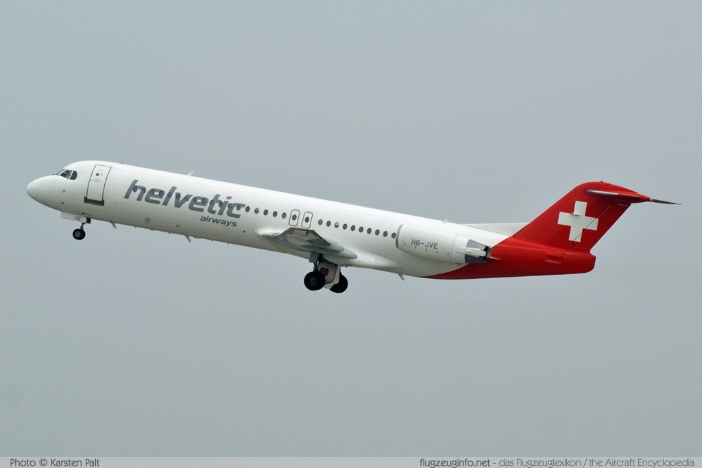 Fokker Fokker 100 Helvetic Airways HB-JVE 11459 Zürich (LSZH / ZRH) 2009-04-04 � Karsten Palt, ID 1939 Fokker Fokker 100 Helvetic Airways HB-JVE 11459 Zürich (LSZH / ZRH) 2009-04-04 � Karsten Palt, ID 1939