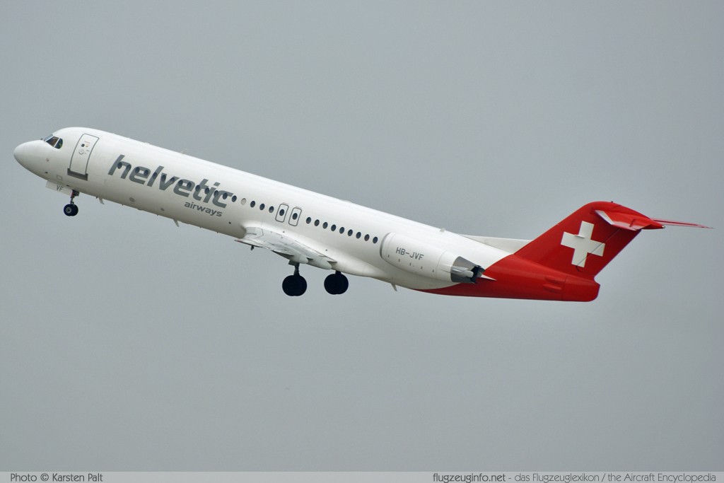 Fokker Fokker 100 Helvetic Airways HB-JVF 11466 Zürich (LSZH / ZRH) 2009-04-04 � Karsten Palt, ID 1940 Fokker Fokker 100 Helvetic Airways HB-JVF 11466 Zürich (LSZH / ZRH) 2009-04-04 � Karsten Palt, ID 1940