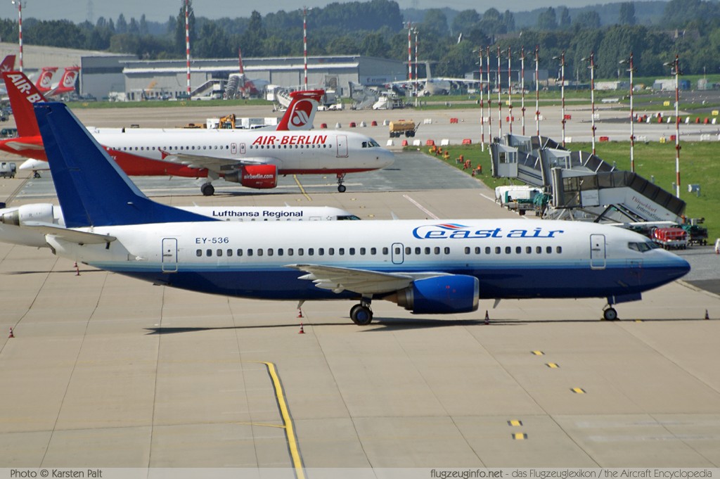 Boeing 737-3B7 East Air EY-536 23700 / 1461 Düsseldorf International (EDDL / DUS) 2010-08-21 � Karsten Palt, ID 4014 Boeing 737-3B7 East Air EY-536 23700 / 1461 Düsseldorf International (EDDL / DUS) 2010-08-21 � Karsten Palt, ID 4014