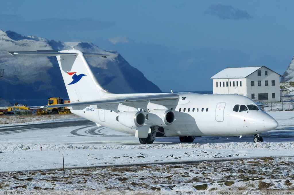 BAe AVRO RJ85 Atlantic Airways OY-RCD E2235 Vágar Airport, Faroe Islands (EKVG / FAE) 2010-10-20 � Karsten Palt, ID 5738 BAe AVRO RJ85 Atlantic Airways OY-RCD E2235 Vágar Airport, Faroe Islands (EKVG / FAE) 2010-10-20 � Karsten Palt, ID 5738