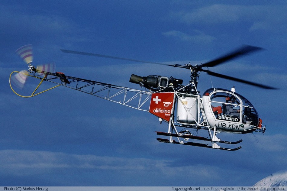 Maquette Hélicoptère Police SA 319 Alouette III - Échelle 1:72 - Métal - Collection - Sans Socle - Herpa
