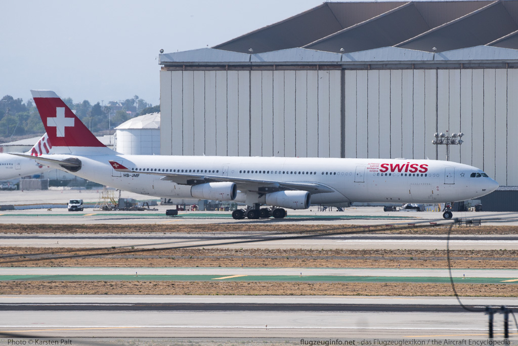Airbus A340-313X Swiss Intl Air Lines HB-JMF 561 LAX International Airport (KLAX / LAX) 2015-06-01 � Karsten Palt, ID 11501 Airbus A340-313X Swiss Intl Air Lines HB-JMF 561 LAX International Airport (KLAX / LAX) 2015-06-01 � Karsten Palt, ID 11501