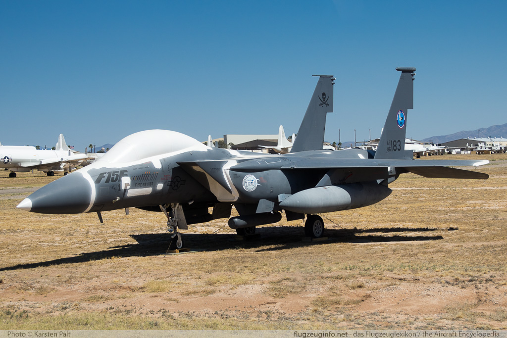 McDonnell Douglas / Boeing F-15E Strike Eagle United States Air Force (USAF) 86-0183 986/E001 AMARG - Boneyard Tucson, AZ 2015-06-01 � Karsten Palt, ID 11410 McDonnell Douglas / Boeing F-15E Strike Eagle United States Air Force (USAF) 86-0183 986/E001 AMARG - Boneyard Tucson, AZ 2015-06-01 � Karsten Palt, ID 11410