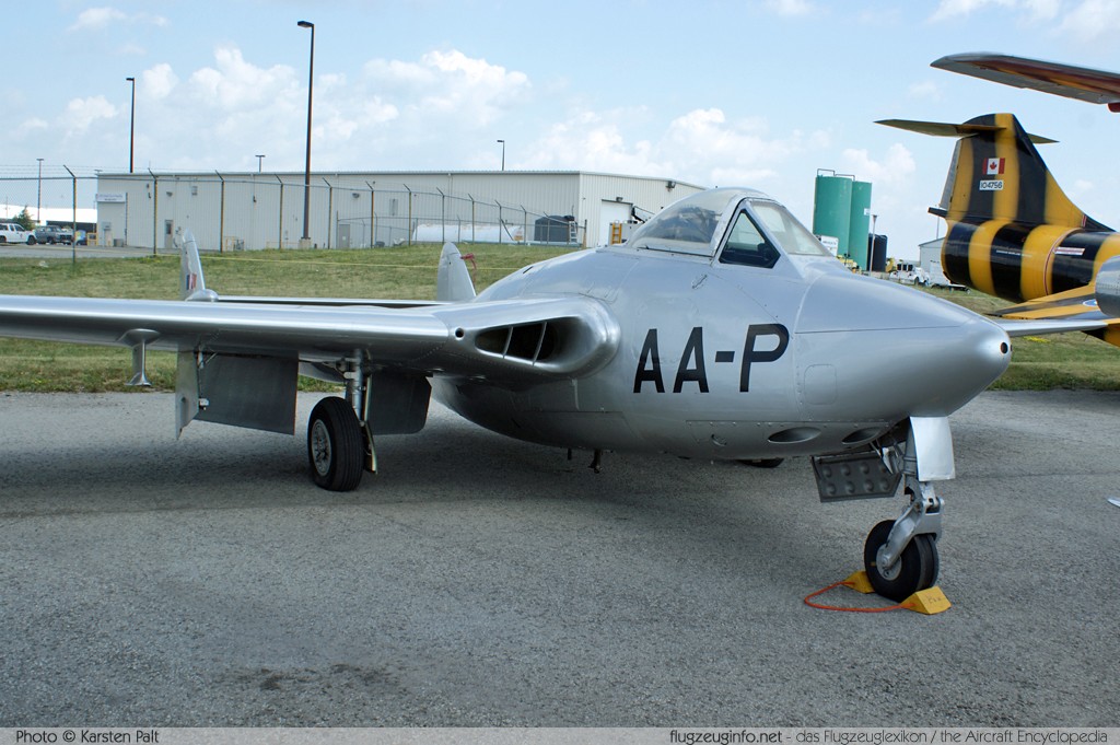 De Havilland (EFW) DH 100 Vampire FB6 Swiss Air Force / Schweizer Luftwaffe J-1145 654 Canadian Warplane Heritage Museum Hamilton, Mount Hope 2013-07-19 � Karsten Palt, ID 7531 De Havilland (EFW) DH 100 Vampire FB6 Swiss Air Force / Schweizer Luftwaffe J-1145 654 Canadian Warplane Heritage Museum Hamilton, Mount Hope 2013-07-19 � Karsten Palt, ID 7531